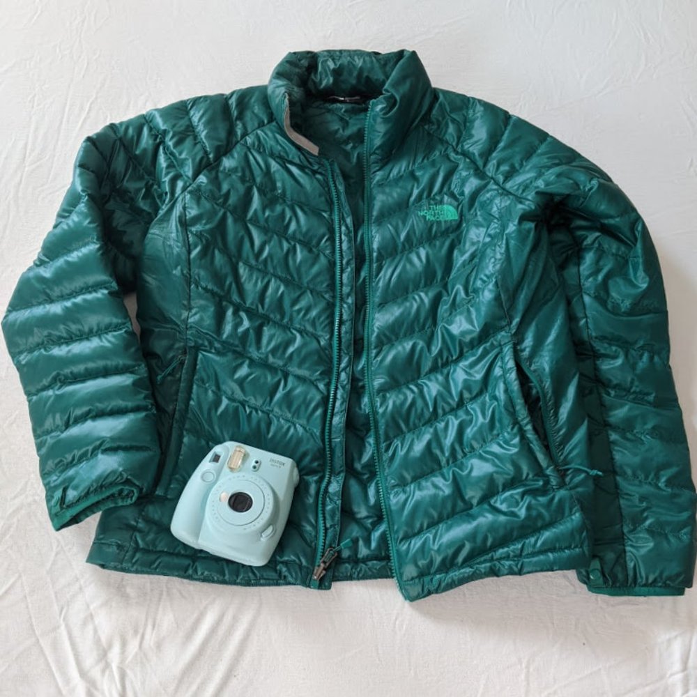 North Face 550 Down Jacket Green Puffer Size Large